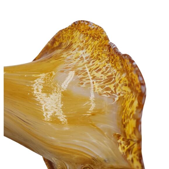 Vintage Murano Italian Glass Hand Blown Gold Open Bud Flower circa 1970s - Picture 7 of 10